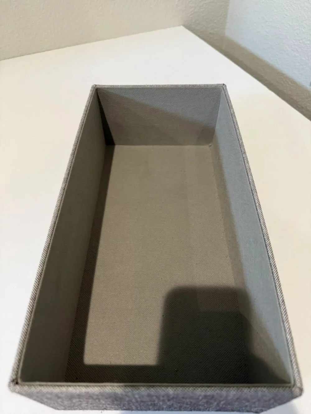 Grey Fabric Covered Drawer Organizer Bin Small Rectangular Storage Tray